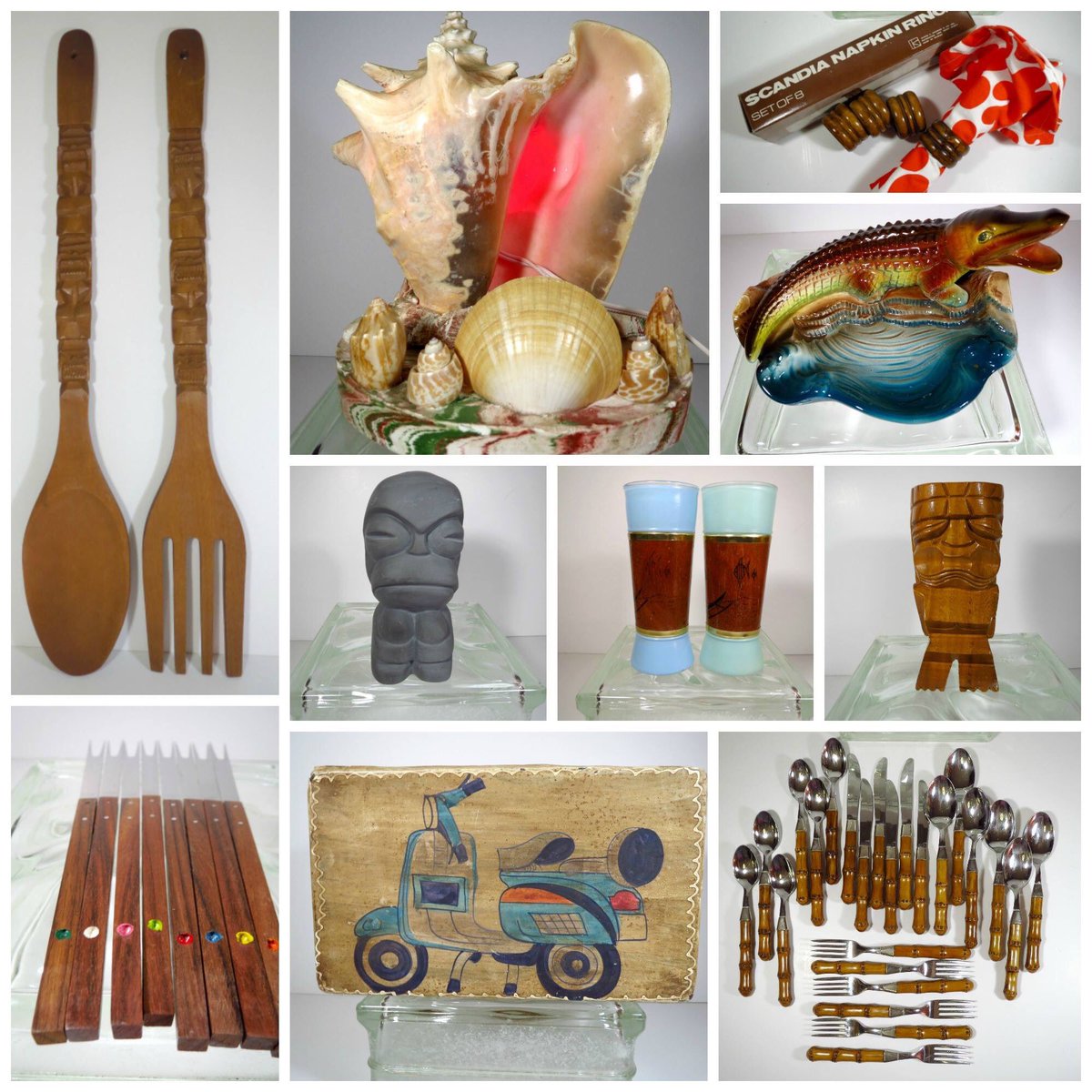 🌋🗿Tiki on #ebayandetsy #1960s #1970s #vintage  #retrohomedecor 
#vintagescooterbox
#vintagebambooflatware 
#vintagefondueforks 
#vintagewoodforkandspoon 
#vintageshelllamp 
#vintagetikistatue 
#vintagenapkinrings 
#vintagesiestaware 
#vintagealligatorashtray
#modsquadpicking