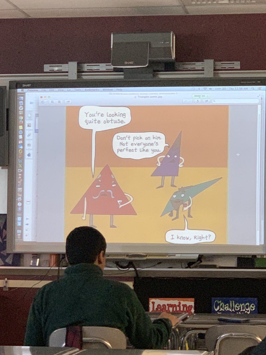 Getting the conversation started with a math cartoon. Could this works as a #NumerSenseRoutine?#discourse #geometry #bringbacktheJokes