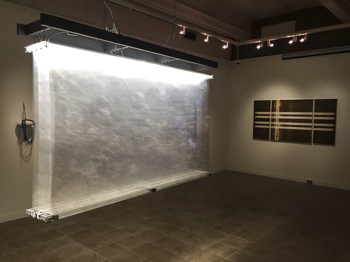 grayspaceproj's tweet photo. See the debut of "Constructing Water" by Gray Space artist @LeahWilsonArt 
2 years in the making, difficult to photograph, and soon to become a Gray Space installation. On view at LCC main campus gallery Bldg 11. Reception today 4:30-6pm https://t.co/4Y8eClVrD5