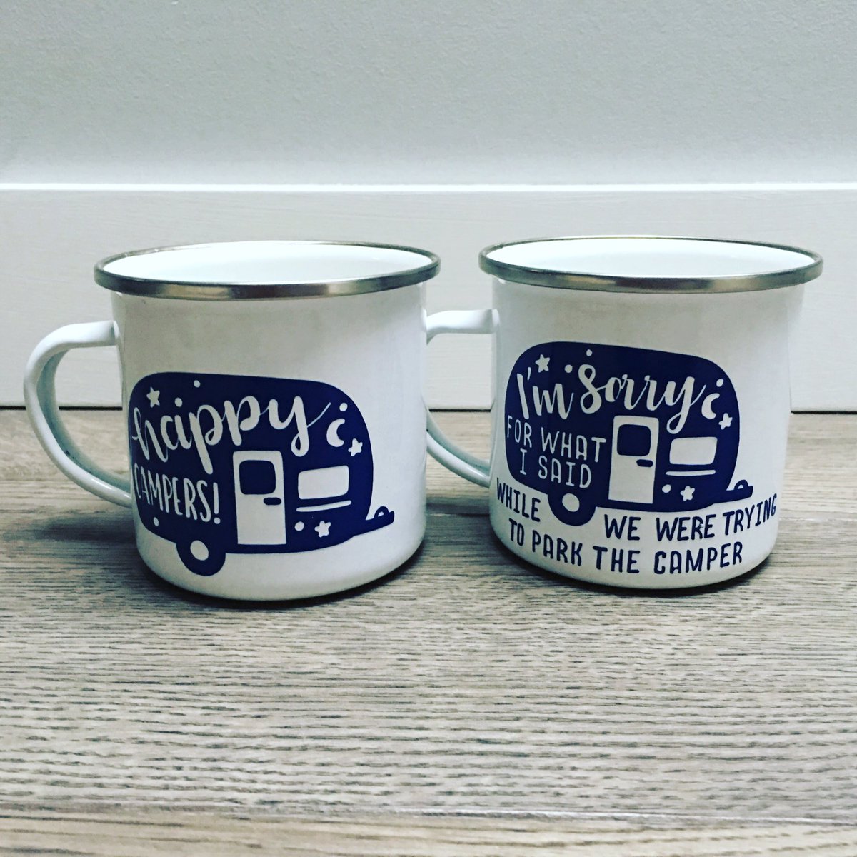 A pair of matching custom camping mugs made-to-order for a client! For more, check out belleandriley.com

#custom #matching #camping #campingmugs #home #decor #lifestyle #keepsake #personalized #gift #handmade #madewithlove #BelleRileyDesign