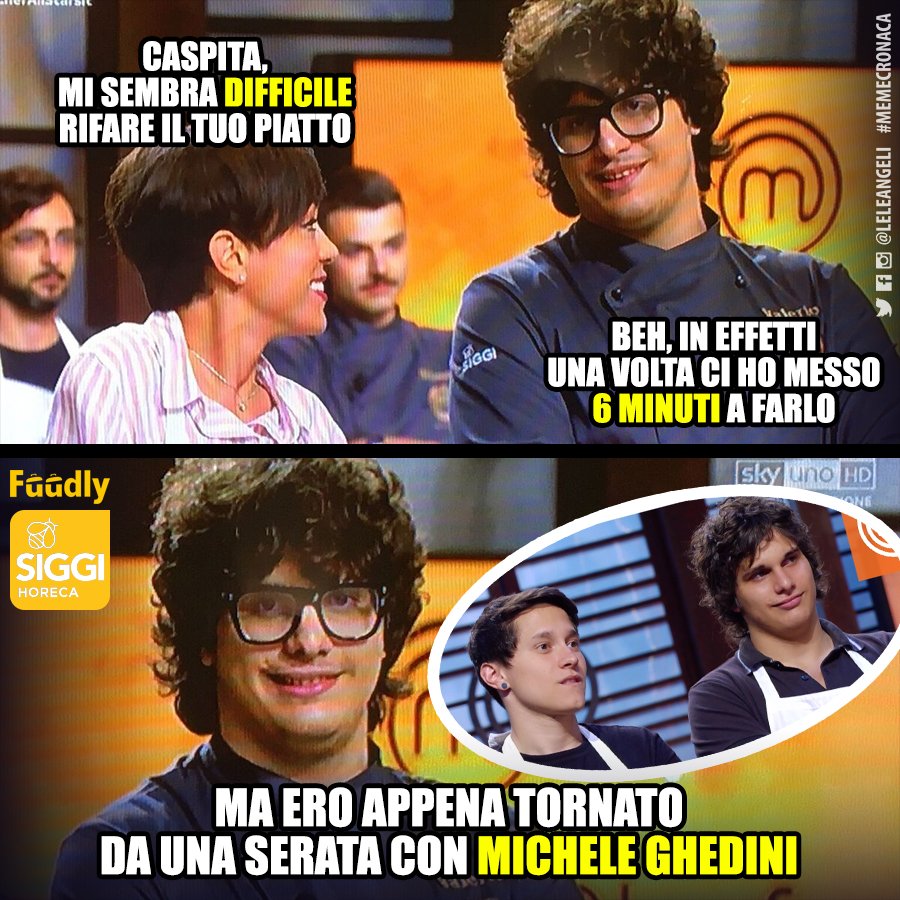 LeleAngeli's tweet photo. Rubina supera la prova "Valerio"! Ma che ricordi con Michele Ghedini... 😉 @MasterChef_it #memecronaca #divanofuudly #masterchefallstarsit #chefdonnasiggi #MasterChefIt #valeriobraschi #teamrubina @rubinarovini @Fuudly @divanofuudly https://t.co/MnlSgpvEzo