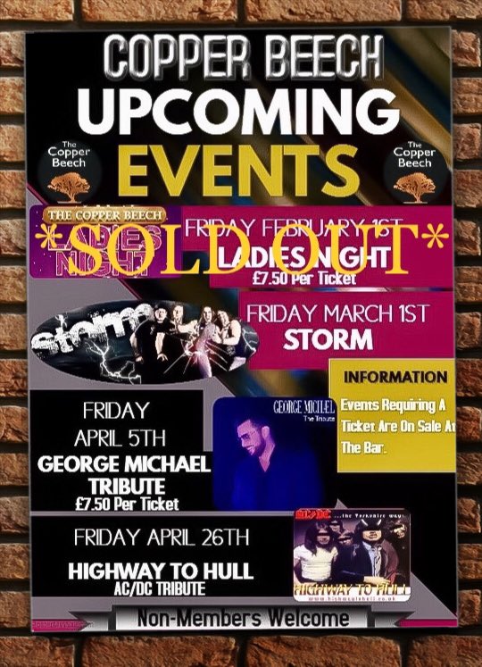 A Few Upcoming Events.
Non-Members Welcome. facebook.com/CopperBeechBai… #Copperbeech #Baildon #Livemusic