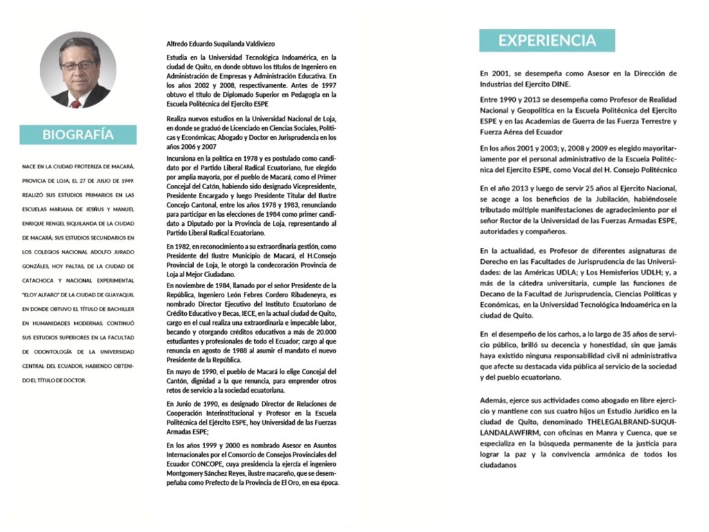 Suquilanda21's tweet photo. Biografía Dr. Alfredo Suquilanda candidato Alcalde por el cantón Macará #ElCambioNosUne #UnNuevoMacaráDeProgresoYTrabajoHonestoSiEsPosible #AlfredoSuquilandaAlcalde https://t.co/O0gbCgyErF