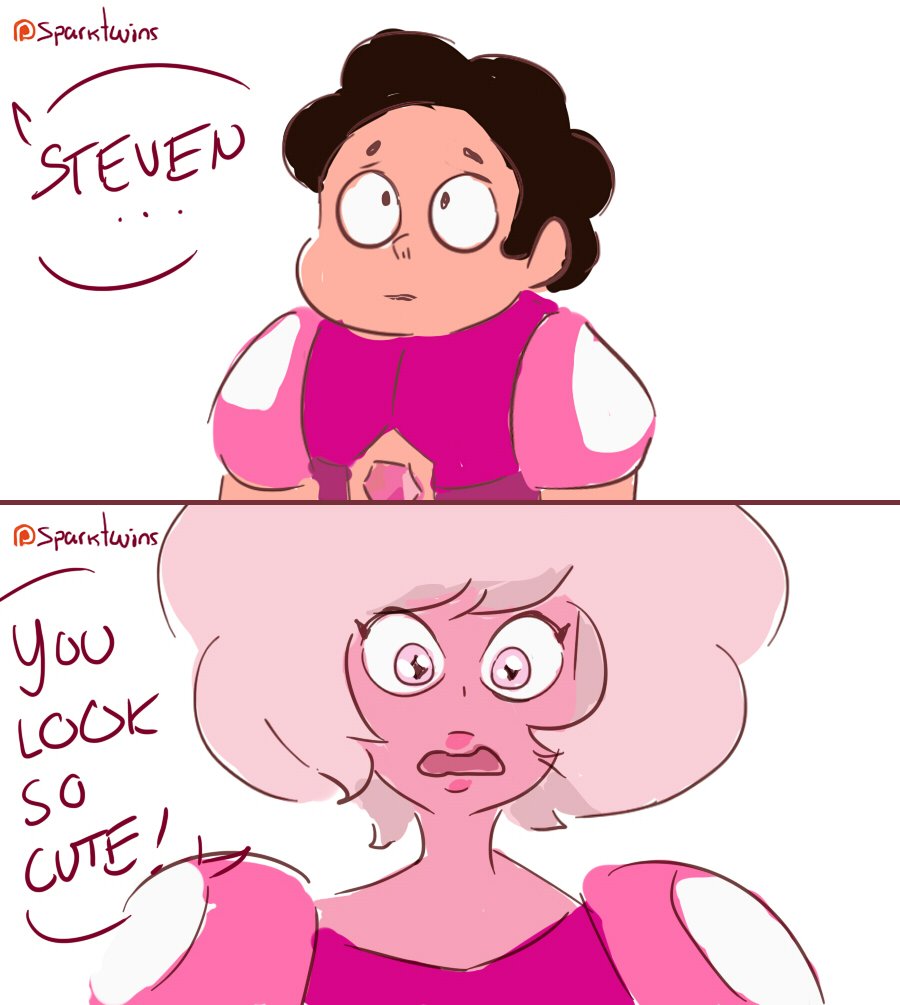 Cute! (This doesn't make any sense, it's impossible, never gonna happen but still, I just wanted to draw Pink with his son c': )  #StevenUniverse 