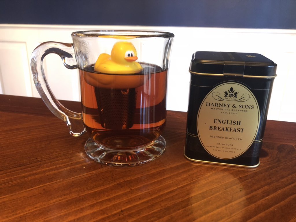 steven_wooddell's tweet photo. @HarneyTea We’ve named our new favorite infuser Duckjeeling. Sadly, I just finished our Darjeeling but he rocks a great cup of English breakfast as well :) https://t.co/ql8MpaZYcz