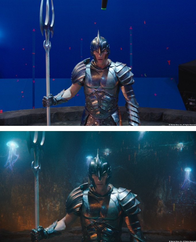 ILMVFX's tweet photo. "@aquamanmovie was shot 'dry for wet' with the actors performing on gimbal rigs to simulate underwater movement. We tried to keep as much of the original performance from the plate as possible." - Animation Supervisor, Cedric Lo. Read more on @ArtofVFX: https://t.co/Zbkm5S2HbR https://t.co/TdjCosmrZa