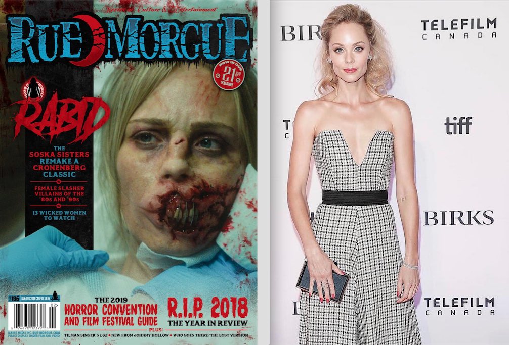 CanadaScreens's tweet photo. Canadian supergirl #LauraVandervoort looks unrecognizable on this month's cover of @RueMorgue, but #FWClive chatted with her #TIFF red carpet style, where she talked about the joys of working in Hollywood while keeping one foot firmly planted on home soil! https://t.co/rBgmawh2mZ https://t.co/ML4EXR8mBY