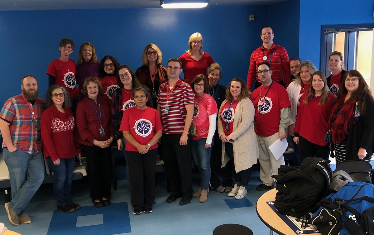 MonticelloTeac1's tweet photo. Even though it was moved to Monday we decided to stay red for ed! Many members participated and not all were pictured here. #solidarity #redfored https://t.co/moT4pm5A0G