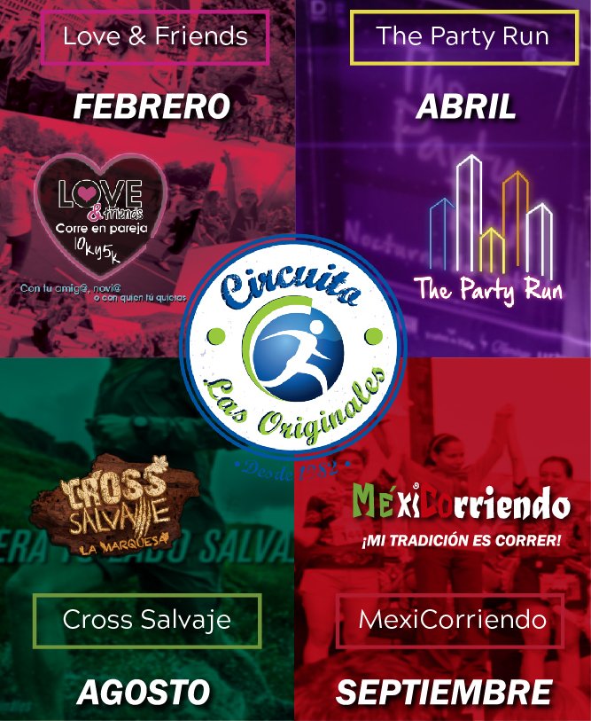 MetaSportsM's tweet photo. 1 circuito, 4 carreras 💕🎆🌲🇲🇽
Vive el único y más divertido circuito de carreras en México, "Las Originales", a un costo preferencial.
Inscripciones en https://t.co/2CMQbCsOrb
#LasOriginales #LoveAndFriends #ThePartyRun #CrossSalvaje #MexiCorriendo https://t.co/Kxd0O4FyWH