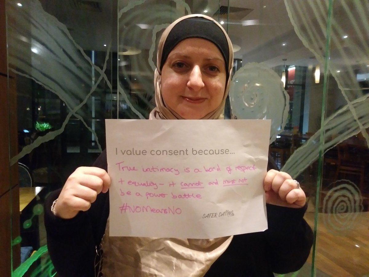 Voice_of_Salam's tweet photo. I care about #consent because true intimacy is about affection, equality + respect between people. True intimacy cannot + must not be a power battle. Rape + sexual assault is about power. No consent = no care, no respect, no rights end of. #NoMeansNo @saferdatingJWA https://t.co/EYCcop3FNU