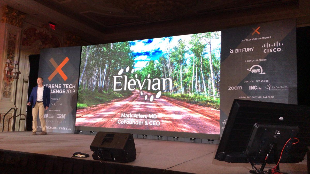 Last but by no means least, #Healthtech company <a href="/ElevianInc/">Elevian, Inc.</a> develops regenerative medicines to treat age related diseases. Here they are pitching to our panel for their spot at #XTC2019 Final on #NeckerIsland #CES
