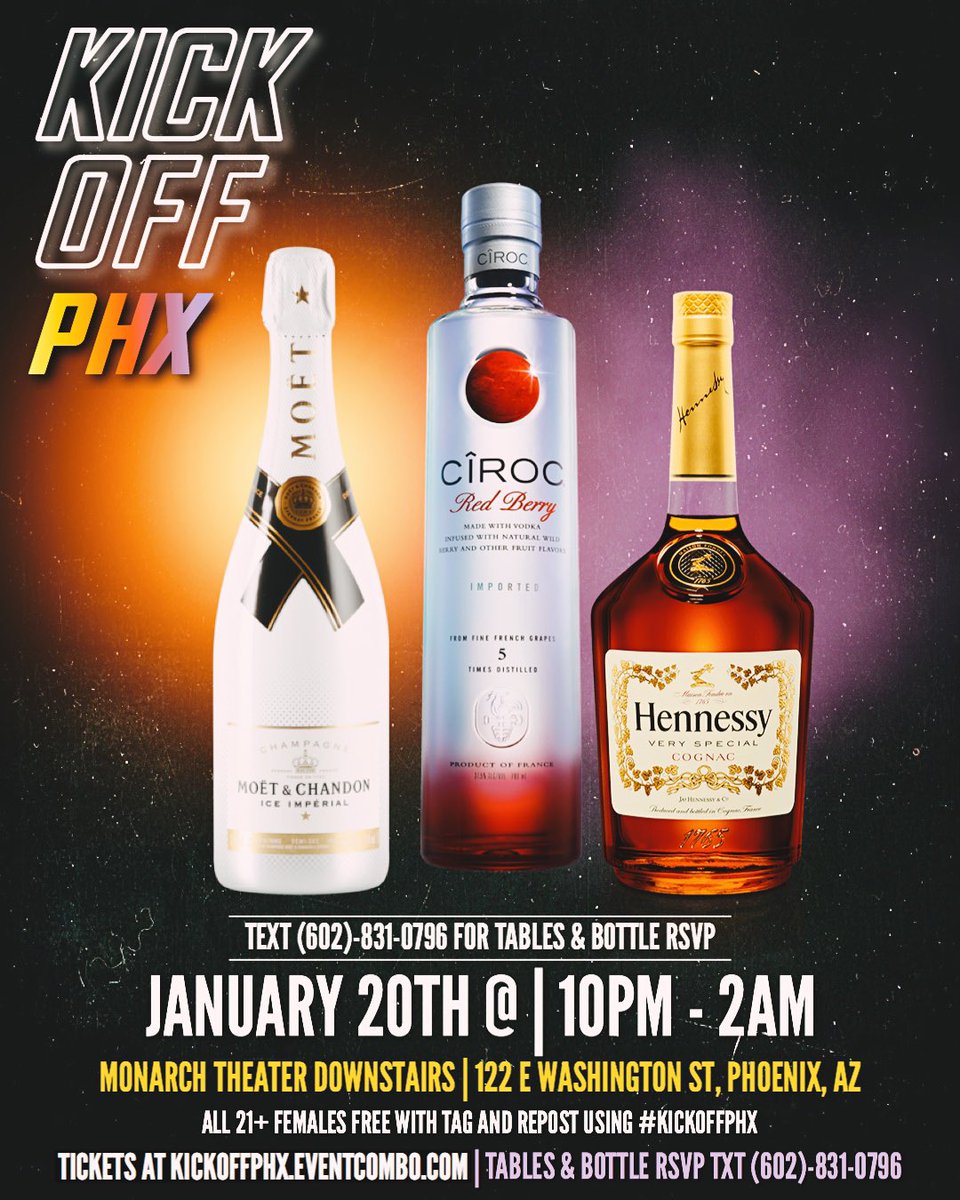 classpmyers's tweet photo. ⠀⠀⠀ ☄️#Kickoffphx JAN 20☄️
⠀ ⠀ 🔥OFFICIAL 2019 KICKOFF🔥
⠀⚠️RT for a chance at Free Entry⚠️
All 21+ Females Free With Retweet/Repost
⠀⠀⠀
⠀⠀⠀⠀⠀ ⠀ ⠀🎟 TICKETS 🎟
⠀⠀ ⠀https://t.co/nhA0gbXEHx
⠀🔥Limited Online Pre-sale Tickets 🔥 https://t.co/BcPdon6VZi
