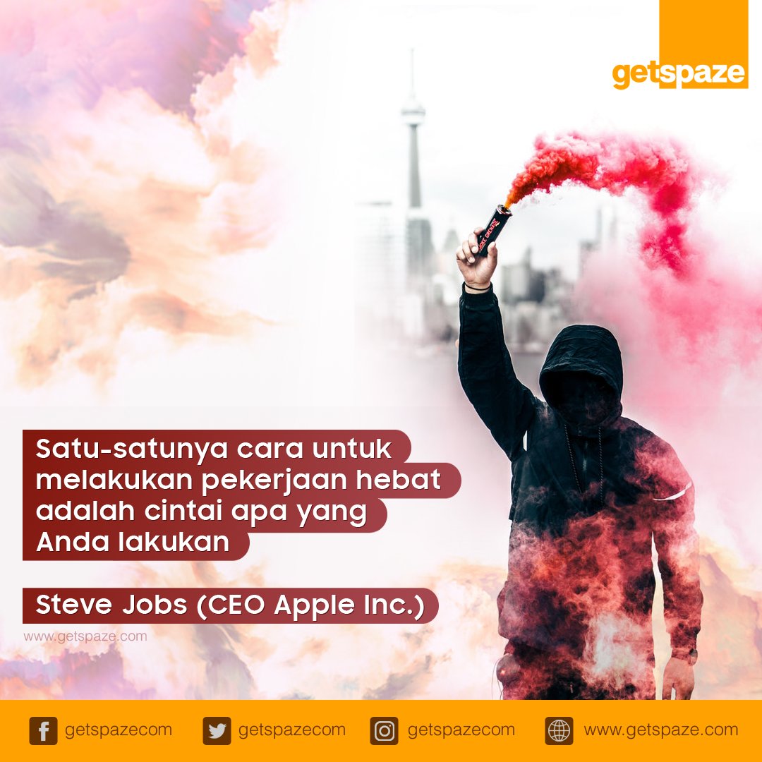 getspazecom's tweet photo. “Satu-satunya cara untuk melakukan pekerjaan hebat adalah cintai apa yang Anda lakukan.” – Steve Jobs (CEO Apple Inc.)
#Getspaze #BusinessForeveryone #quotes #stevejobs #life #goals #dream #worklife https://t.co/Gj1h6sLc8b