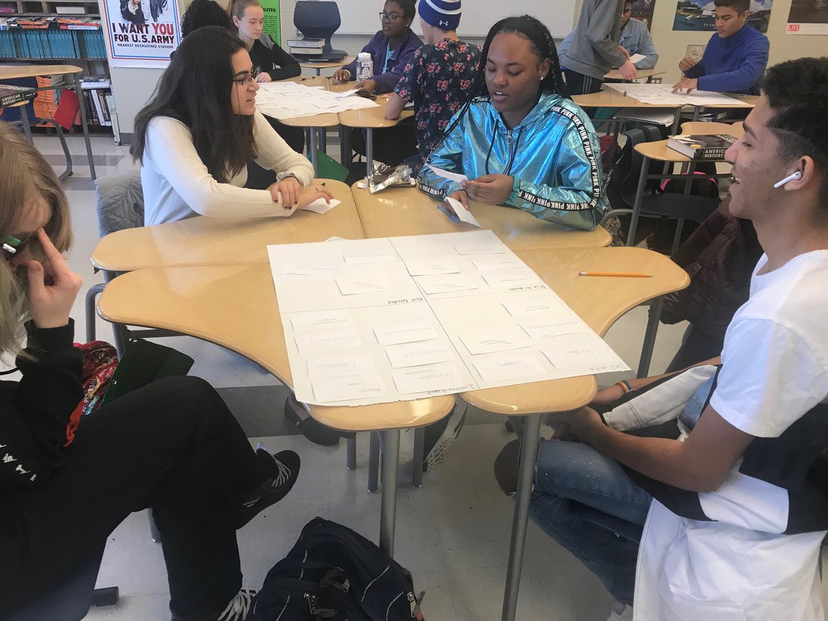 ShawndellSolom1's tweet photo. Students in Mr. Leighty’s APUSH class in deep discussion on the four periods in history they have covered so far. Discussing what important information they should study in preparation for midterms. #dhsshoutout @CSDDoverHigh https://t.co/4Iel1dKk6o