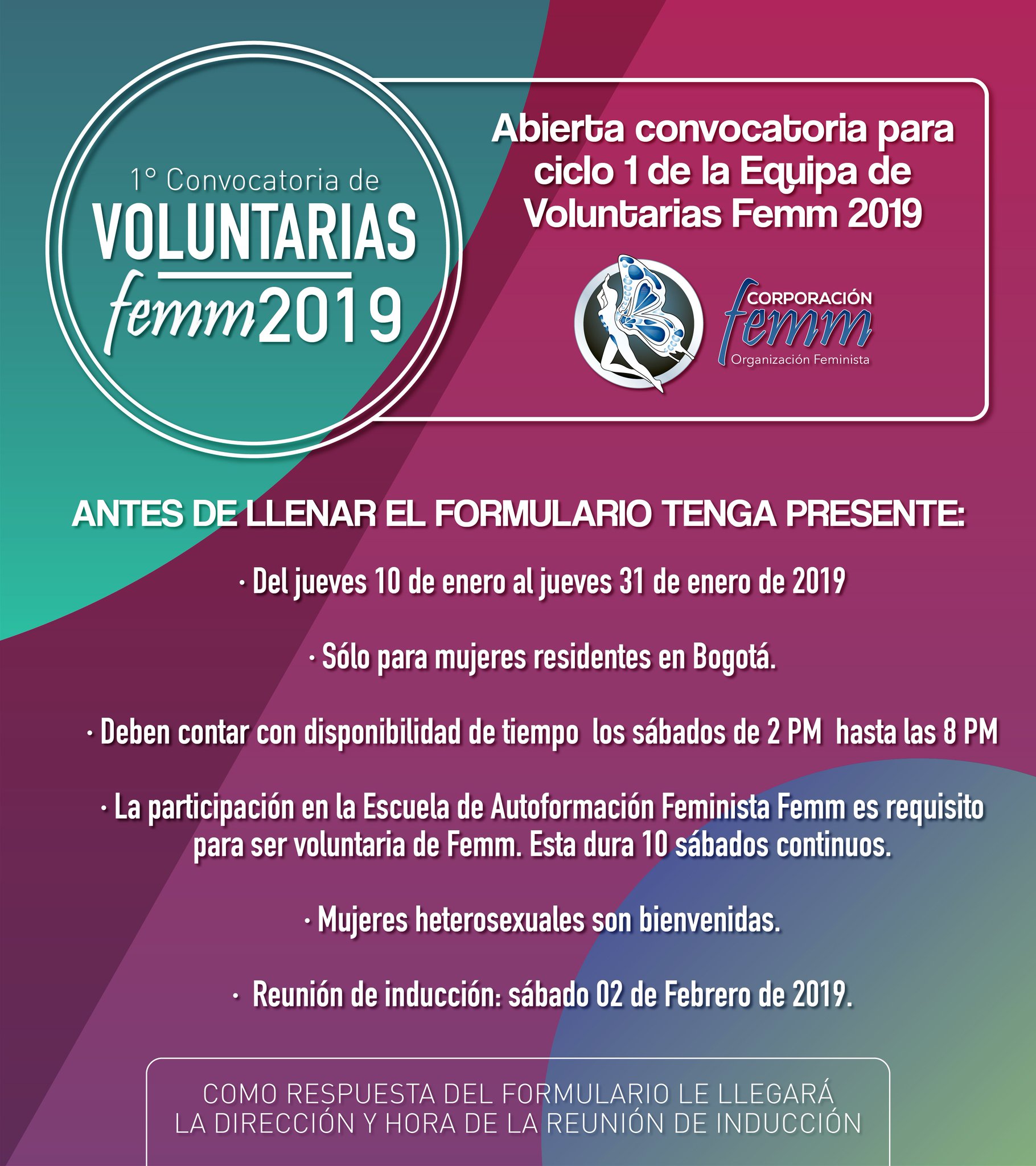 Voluntarias Ciclo 1 de 2019