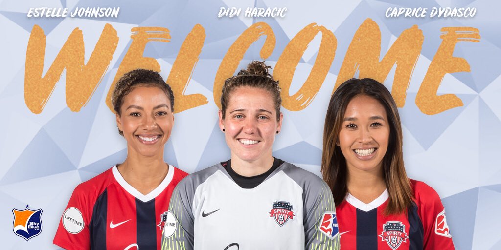 GothamFC's tweet photo. Welcome Caprice Dydasco, DiDi Haracic &amp; Estelle Johnson! 🧡💙 https://t.co/aKnPb36353