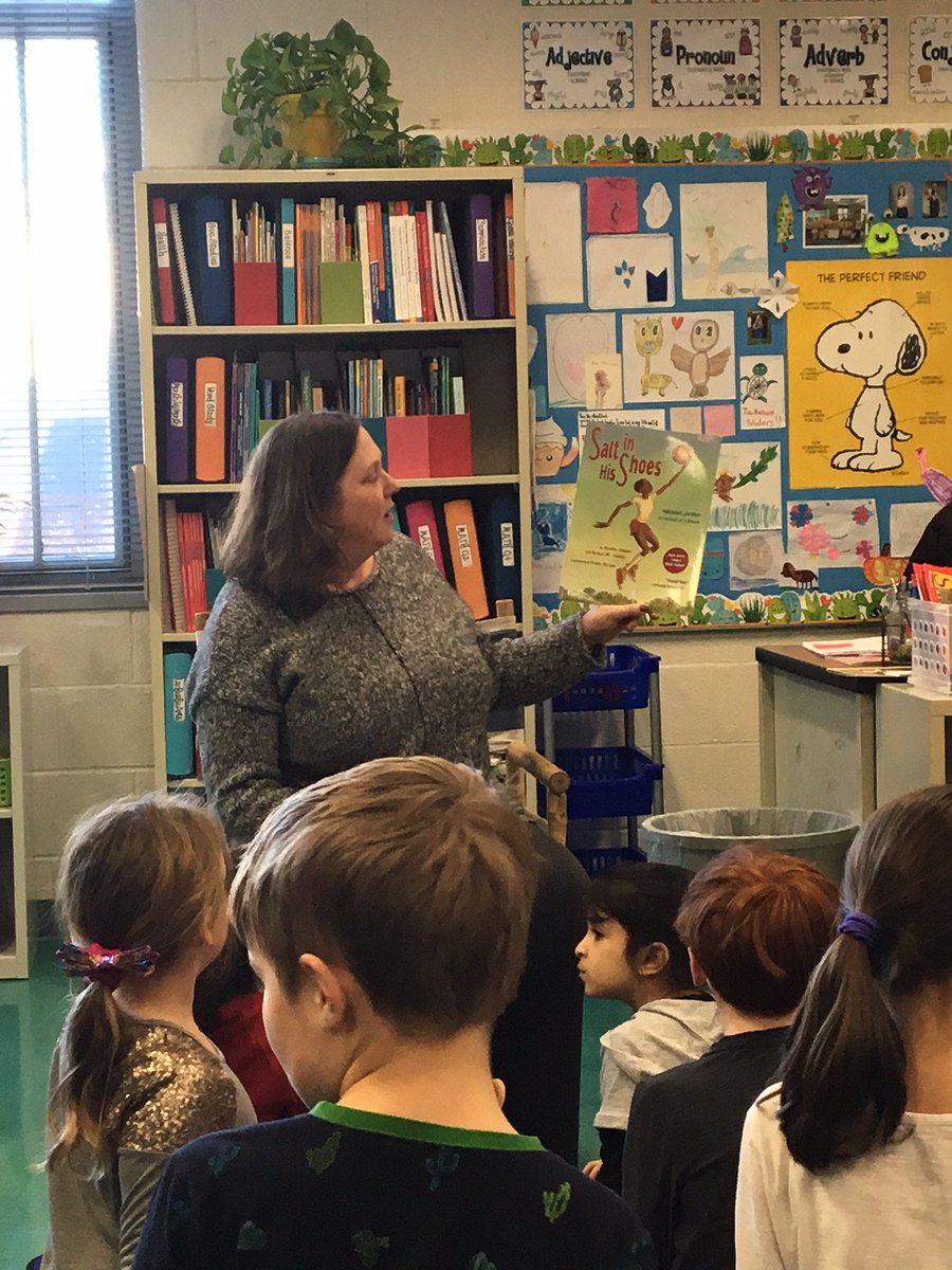 ProfLrnSpec's tweet photo. Great read-aloud with Mrs. Strickland, using Salt in His Shoes to talk about Perseverance, our @PosProject strength this week. #TuckahoeRocks @TuckahoeSchool @TuckahoeAP #OtherPeopleMatter @APSVirginia @SuptPKM https://t.co/hTgifloP8M