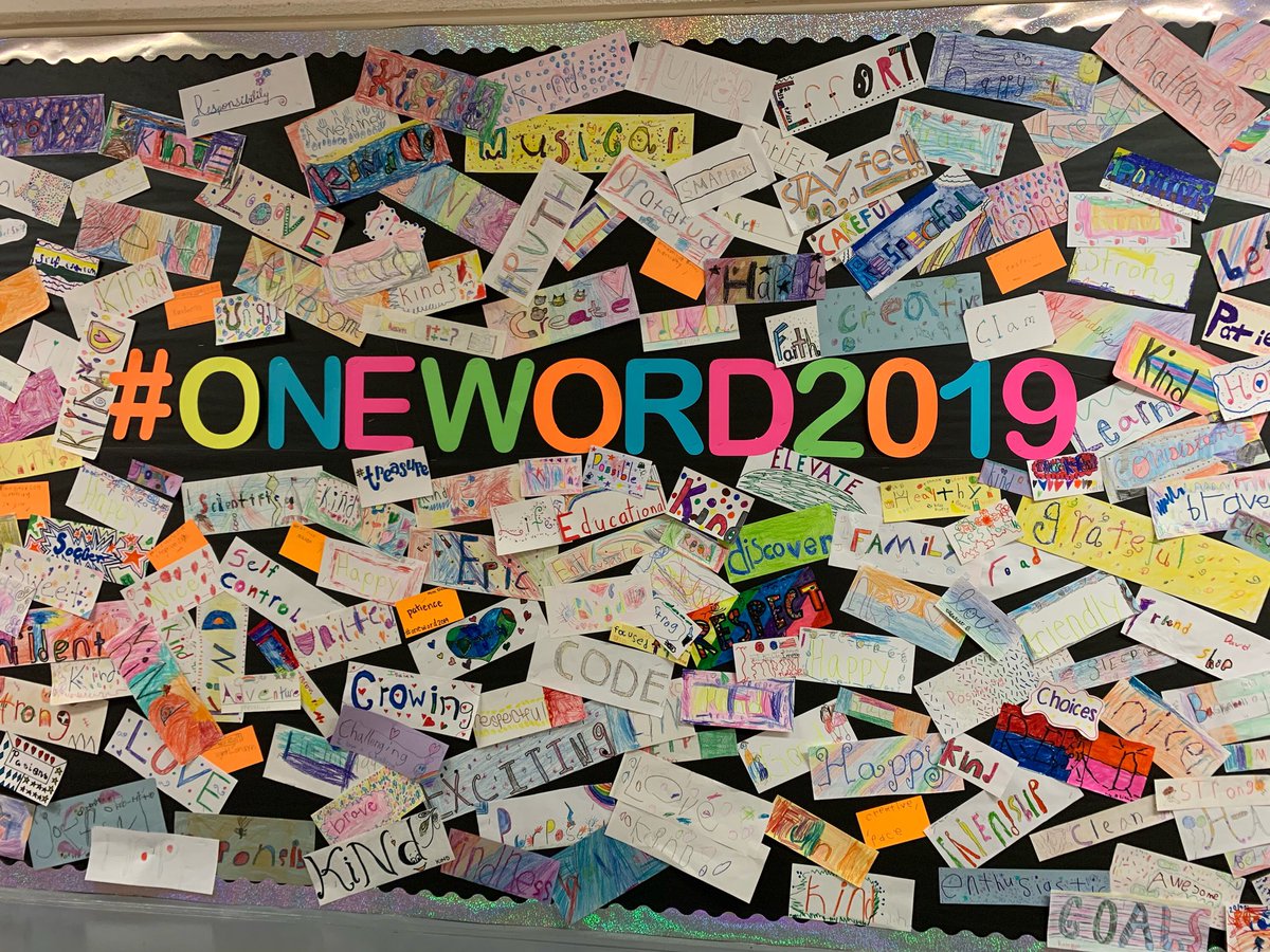 Rbrownbobcats's tweet image. Look at all of those #OneWord2019! All of our students and staff picked their word to focus on in 2019... kindness, growth, love and effort were just a few💙 They’ll be reminded of this every day as they walk by our bulletin board. #rbmquest #rbmstem