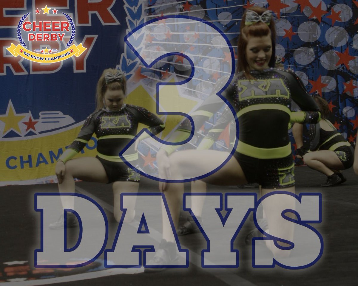 CheerDerby's tweet photo. ❸ DAYS! Nashville - are you ready for #CheerDerbyStyle?! #CDNashville19 https://t.co/TTRF7ScM4P
