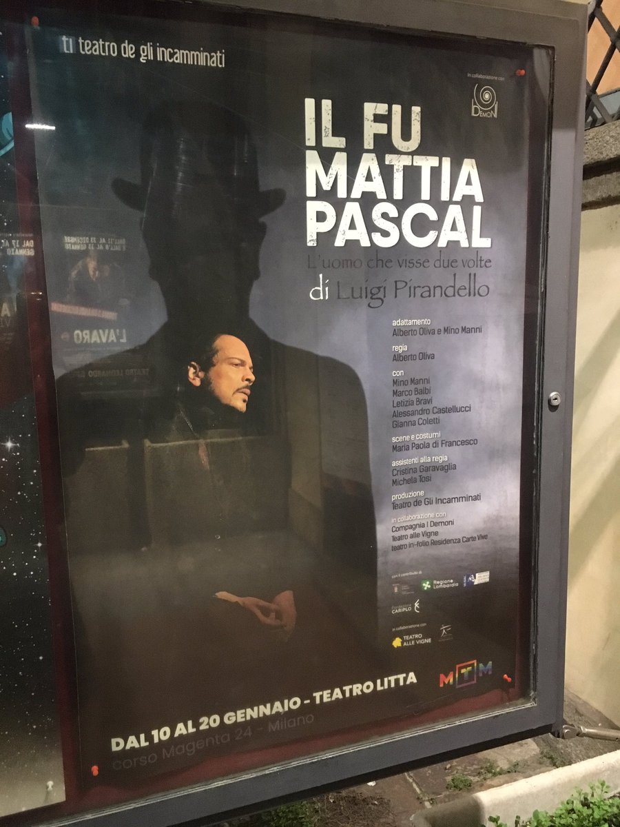 cappellini_c's tweet photo. Grande serata al Teatro Litta per la prima de Il fu Mattia Pascal! Da vedere!! 👍🏻
#IlfuMattiaPascal #LuigiPirandello #MinoManni #AlbertoOliva #TeatrodegliIncamminati #IDemoni #TeatroLitta @mtmteatro https://t.co/lS02Y1MgM9