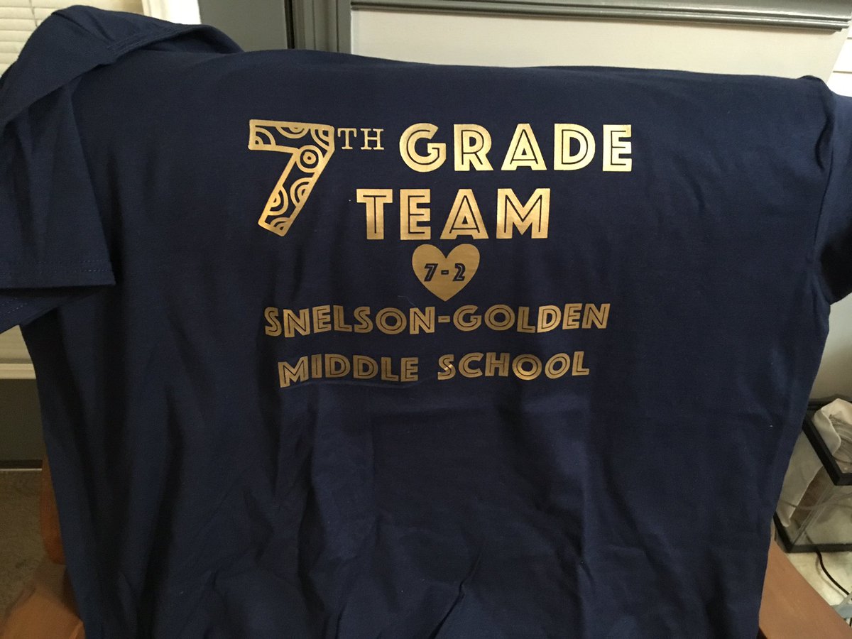 So who has two thumbs and a new cricut machine?! This girl! My first project was team shirts for my team at work. Just in time for blue and gold day tomorrow! #LoveMyTeam #TeacherLife #SGMS #TeamShirts