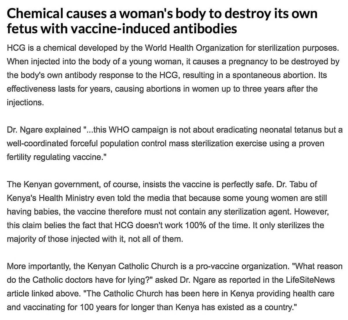 Tetanus Vaccines Given To Millions Of Young Women In Kenya Have Been Confirmed By Laboratories To Contain A Sterilization Chemical That Causes Miscarriages. Vaccines Was Pushed By UNICEF And The World Health Organization.November 8, 2014. https://www.naturalnews.com/047571_vaccines_sterilization_genocide.html #QAnon  @potus