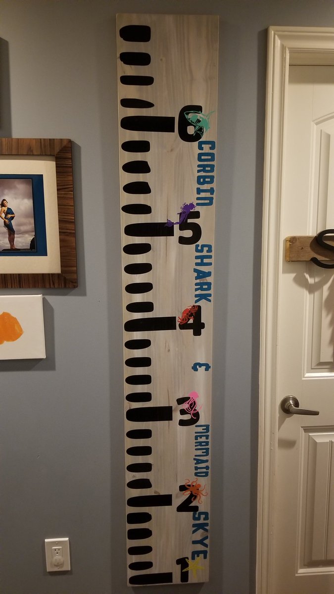 TheSaltyDog2016's tweet photo. Wood finally dried! Finished product is a growth chart for my kiddos! Soooooo excited for them to see it in the morning!

#growthchart #growing #kiddos #mermaid #shark #homemade #cricut #vinyldecals #sea #ocean #underthesea #growingtoofast #growingup #woodsigns #wood https://t.co/p1lpeuOSU5