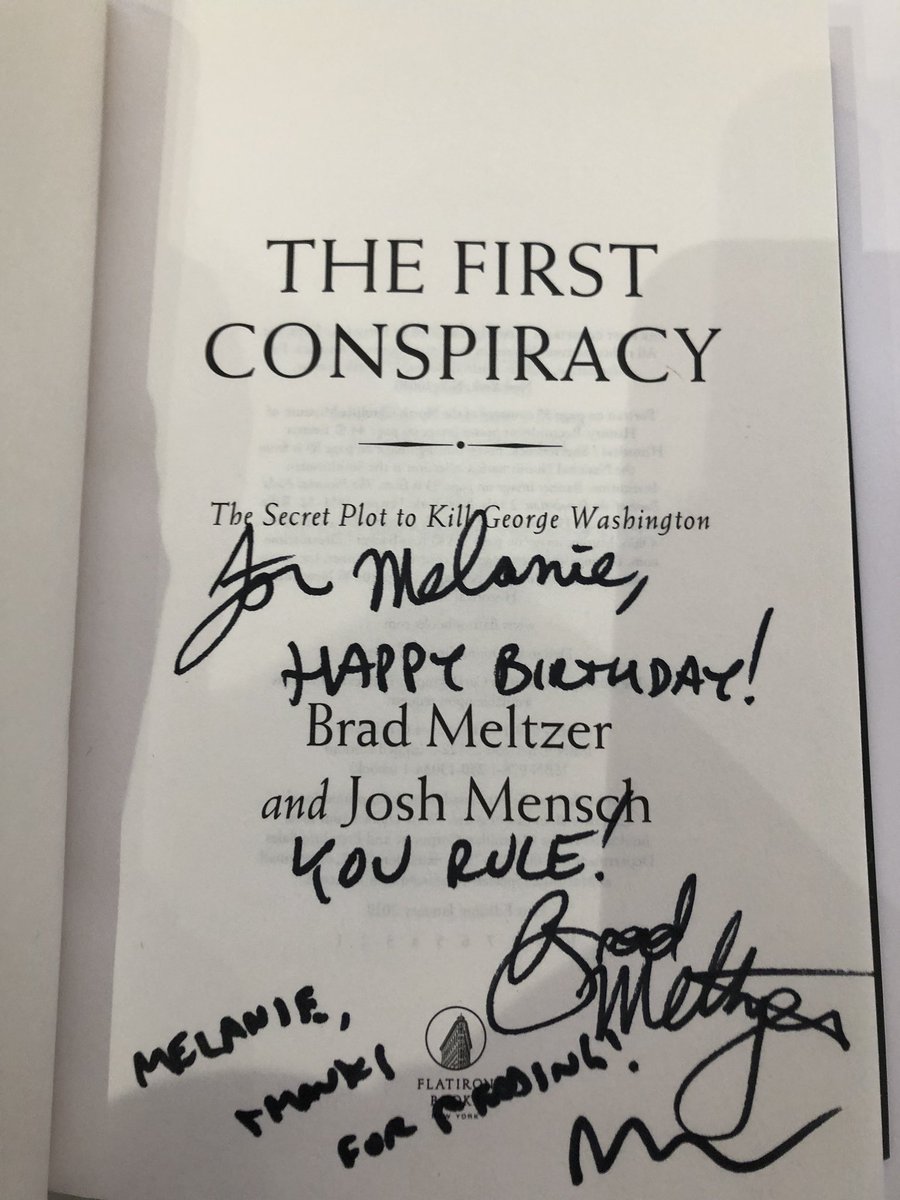 pvikiernan's tweet photo. Thank you @bradmeltzer for being so kind and gracious to your fans and for making my birthday a little more special! ❤️📚🇺🇸 #FirstConspiracy https://t.co/w4vkXBOKsS