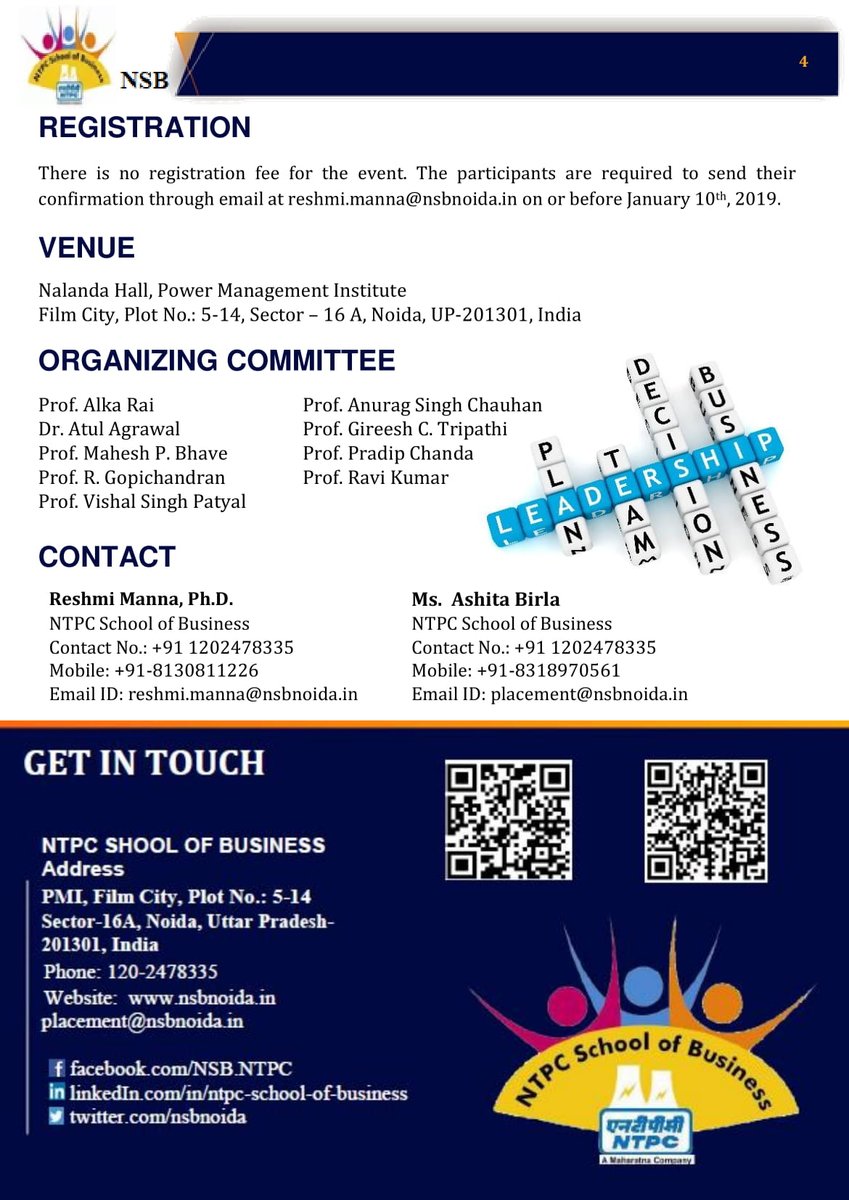 nsbnoida's tweet photo. "Nurturing Leadership in the 21st century: Accelerating workforce transformation"
Be a part of this auspicious event "HR LEADERSHIP CONCLAVE - 2019"
VENUE
Nalanda Hall, Power Management Institute
Film City, Plot No.: 5-14, Sector – 16 A, Noida, UP-201301,
#hrconclave #nsbnoida https://t.co/uZpqbEirLt