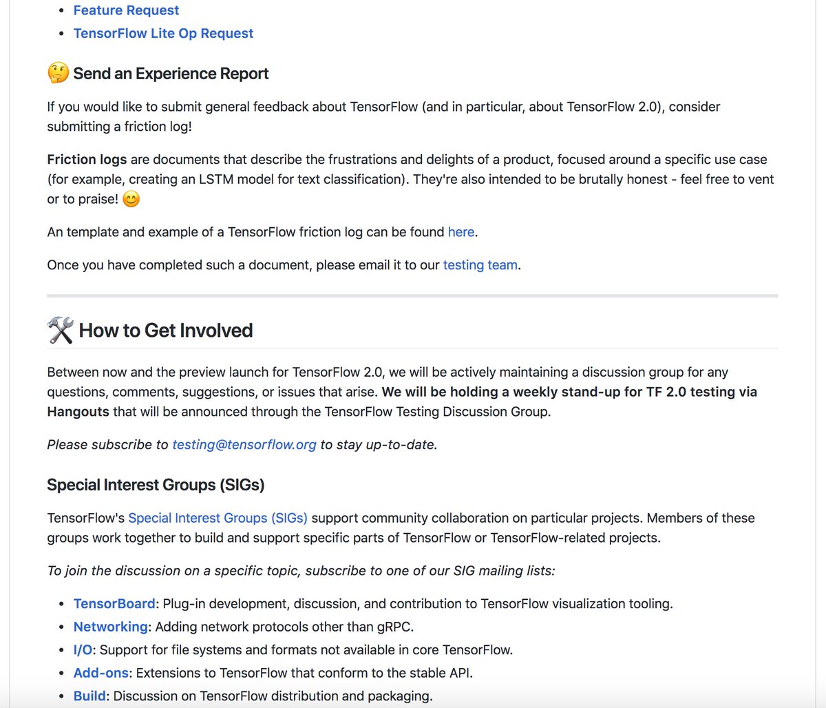 DynamicWebPaige's tweet image. ✨👋 We&apos;ve recently announced several new, exciting ways to get involved with @TensorFlow 2.0:

📄 Documentation Mailing Group: groups.google.com/a/tensorflow.o…

🛠️ TF 2.0 Testing + Discussion Group: groups.google.com/a/tensorflow.o…

🐛 And a guide for reporting issues!: github.com/tensorflow/com…