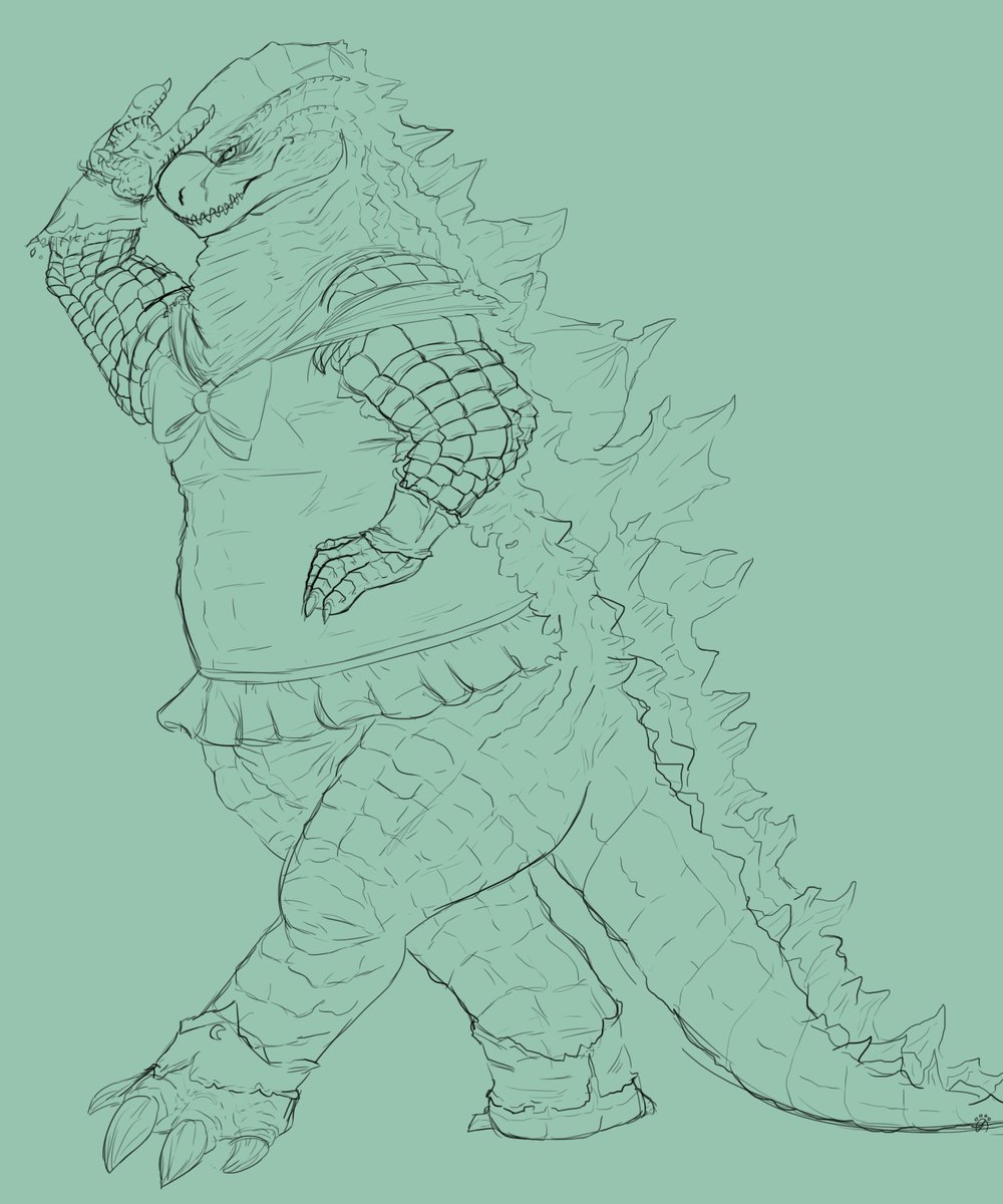 wyshikins's tweet photo. I'm starting this year off strong with the most wonderful and ridiculous doodle that I've made to date xD I present to you Sailor Zilla who has just completed her transformation sequence! #Godzilla #SailorMoon #TRANSFORM #POWEROFTHEMOON https://t.co/AOau3Fo3sF