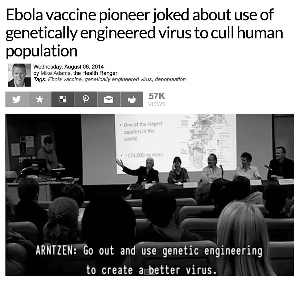 "Has Anybody Seen 'Contagion'? (Laughter) That's The Answer! Go Out And Use Genetic Engineering To Create A Better Virus. (Laughter) Twenty-Five Percent Of The Population Is Supposed To Go In 'Contagion'." - Dr. Charles Arntzen https://www.naturalnews.com/046347_ebola_vaccine_genetically_engineered_virus_depopulation.html #QAnon  #Vaccine  @potus