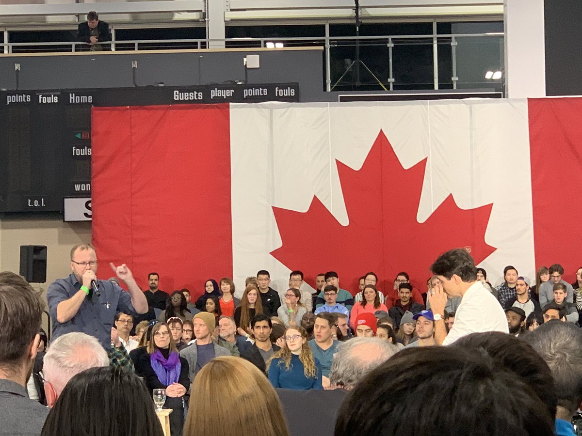 uteckfarms's tweet photo. Shout out to @jasonauctioneer  standing up for Saskatchewan vs #CarbonTax at the Regina Town Hall tonight. Also to Pipeline Guy and Oilfield Lady who both had @JustinTrudeau talking in circles without answering their great questions. https://t.co/4EP2uXjlla