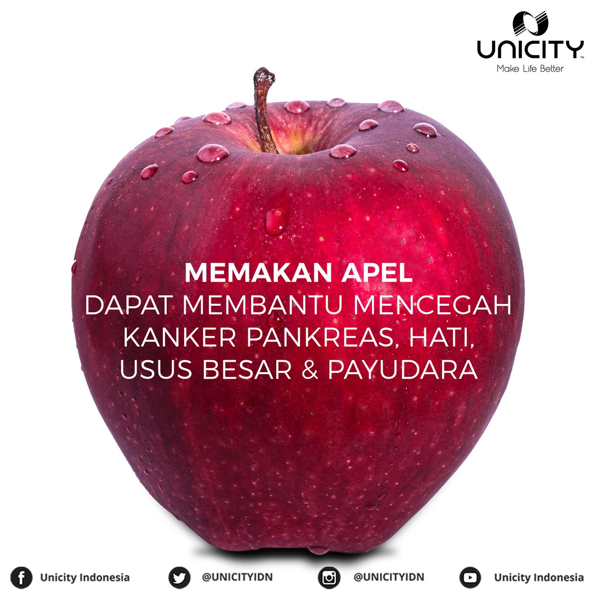 Pasti sudah sering denger "an apple a day keep the doctor away?" Kulit Apel mengandung triterpenoids yang dapat memicu maspin, senyawa protein yang dapat menekan pertumbuhan kanker. #manfaatbuah #apel #manfaatapel #apple #healthyfood #buah #fruits #healthyfruits #Cancer