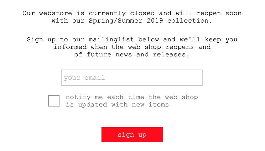 Supreme Online Shop Officially closed!

If you missed out on any FW18 Tee's I split them up by size below, all UNDER $50 👍

Size Small: bit.ly/2D2I6HL

Size Medium: bit.ly/2VH4SMt

Size Large: bit.ly/2AEw71k

Size X-Large: bit.ly/2M633nQ
