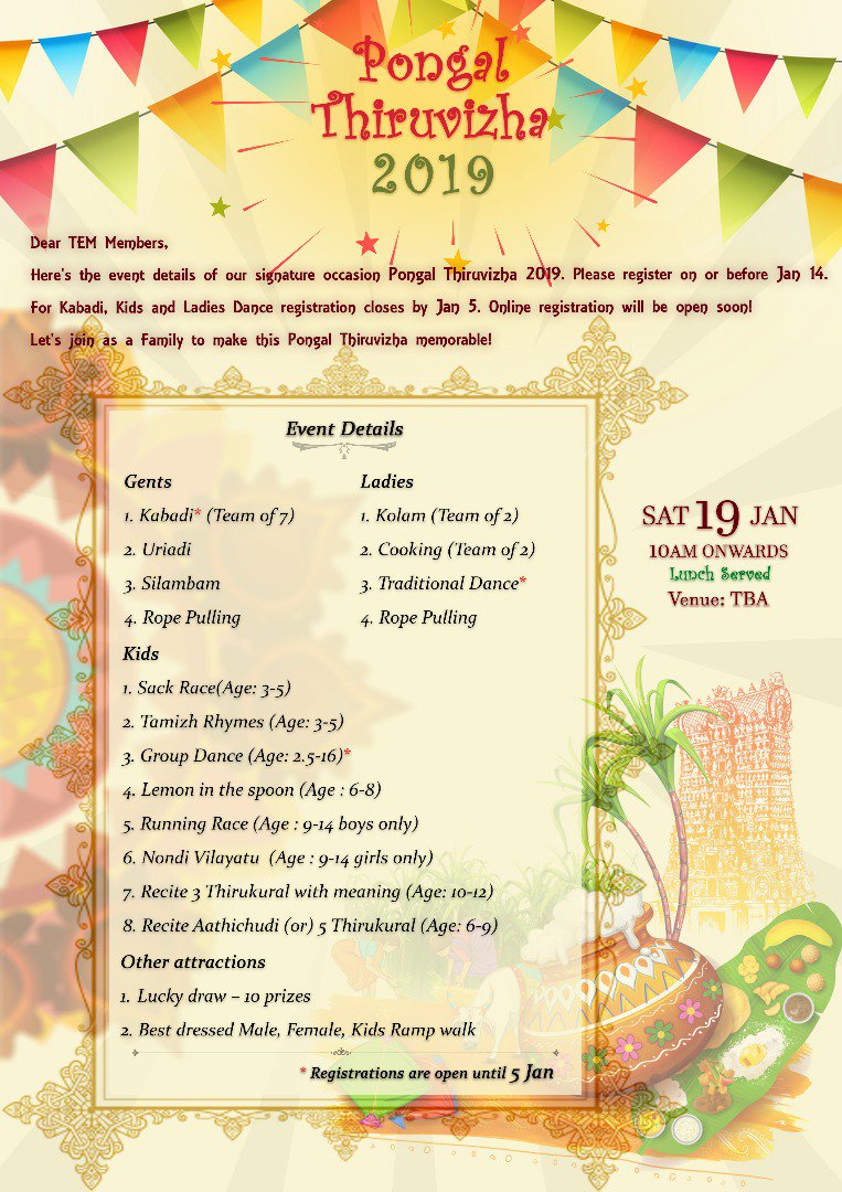 expats_of's tweet photo. Tamil Expats (Indian Nationals) of Malaysia organizing Pongal Thirivizah 2019, https://t.co/MfEQghoCIw