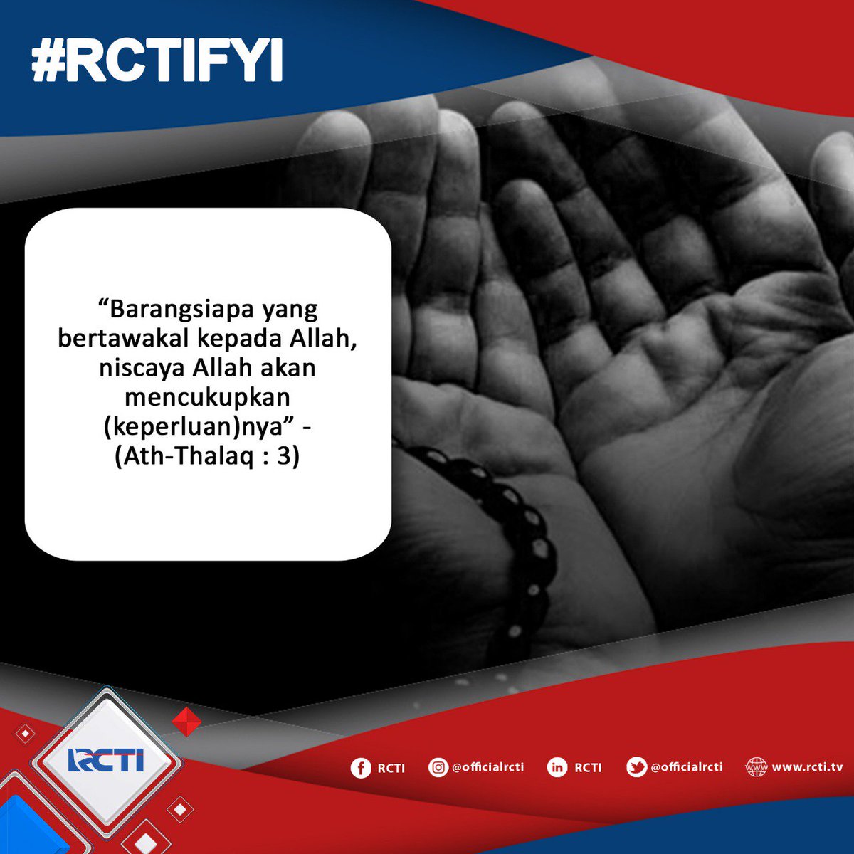 OfficialRCTI's tweet photo. Jangan lupa ya teman-teman untuk tetap bertawakal kepada Allah.
Semoga apa yang kita inginkan dapat terwujud..
Selamat hari Jumat π
#RCTIFYI #JumatBerkah #Jumat https://t.co/R1Ktk8U8Zf
