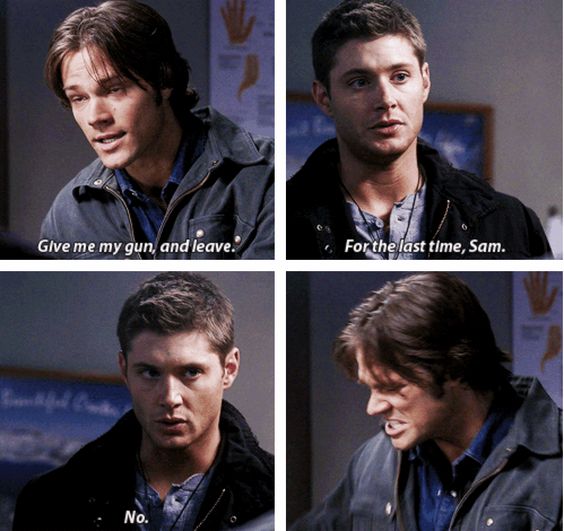 "Dean, don't do this. Just get the hell out of here. ""No way.""Give me my gun, and leave.""For the last time, Sam. No." #SamAndDean  #theepiclovestoryofsamanddean