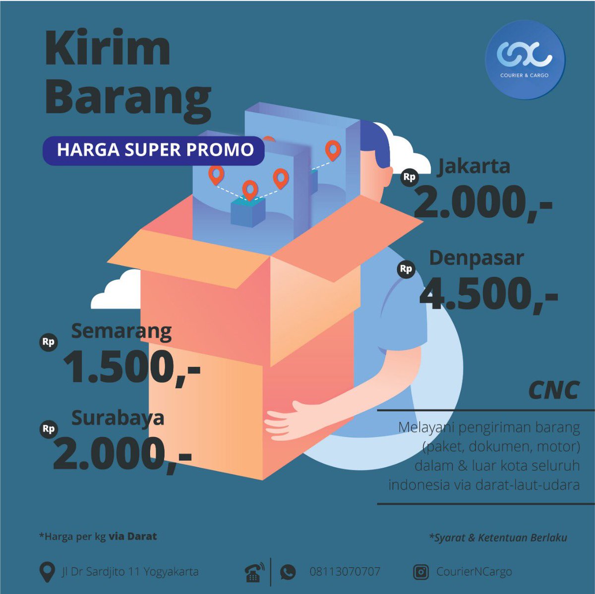 cvhokiproject's tweet photo. CNC melayani pengiriman barang/dokumen/motor dari #Jogja ke seluruh kota di Indonesia 

☎️08113070707 
🏠Jl Sardjito 11 Jogja 

#cncjogja #jogjaupdate #infojogja https://t.co/BB7dP9f66p