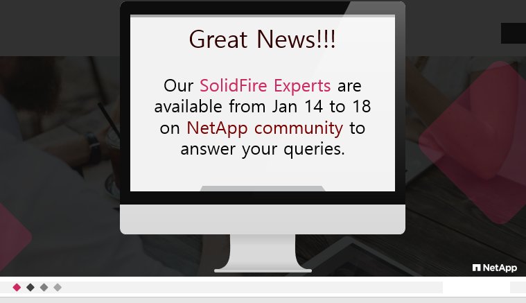 NetAppAssist's tweet photo. Engage with our #SolidFire Experts on #NetAppCommunity https://t.co/usl9lqMM4C