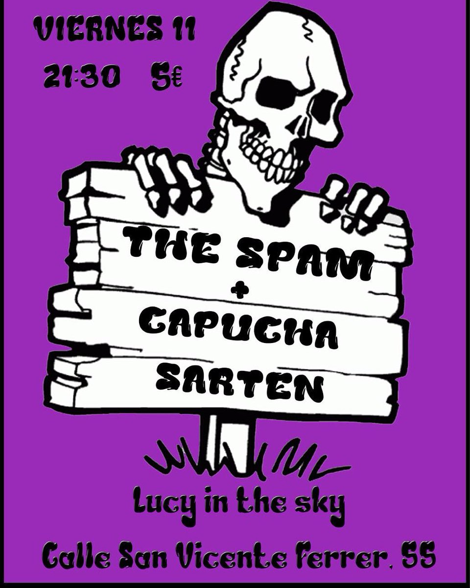 elpatiodevk's tweet image. Dos de las bandas de @elpatiodevks estarán en el Lucy in The Sky tocando. A partir de las 21:30h @CapuchaSarten y Spam.