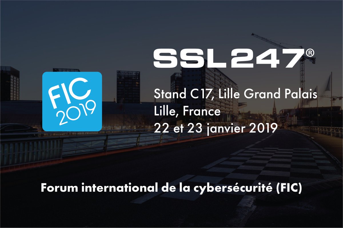 SSL247_FR's tweet image. Nous sommes ravis de vous annoncer que SSL247® sera présent au Forum international de la cybersécurité (FIC) les 22 et 23 janvier à Lille Grand Palais. #FIC2019 #cybersécurité