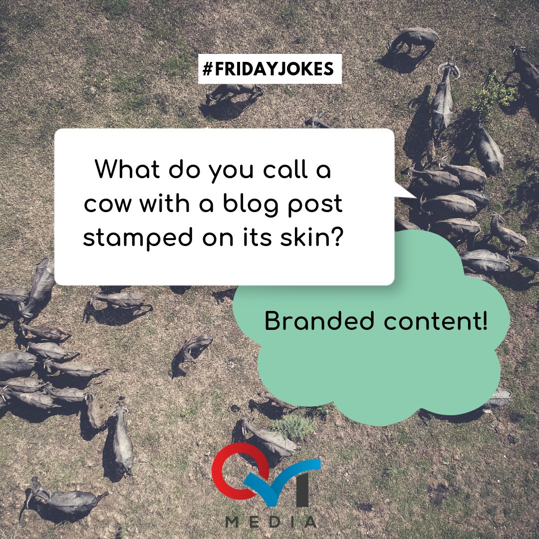 QvtMedia's tweet photo. #HumorFriday.
.
====
72 percent of marketers view branded content as producing a better ROI over magazine advertisements.
====
Also, When researching a company, 95 percent of B2B buyers view content as trustworthy.
.
.
#QvtMedia #QuiDolor #FridayFeeling https://t.co/BMr64dYdRo