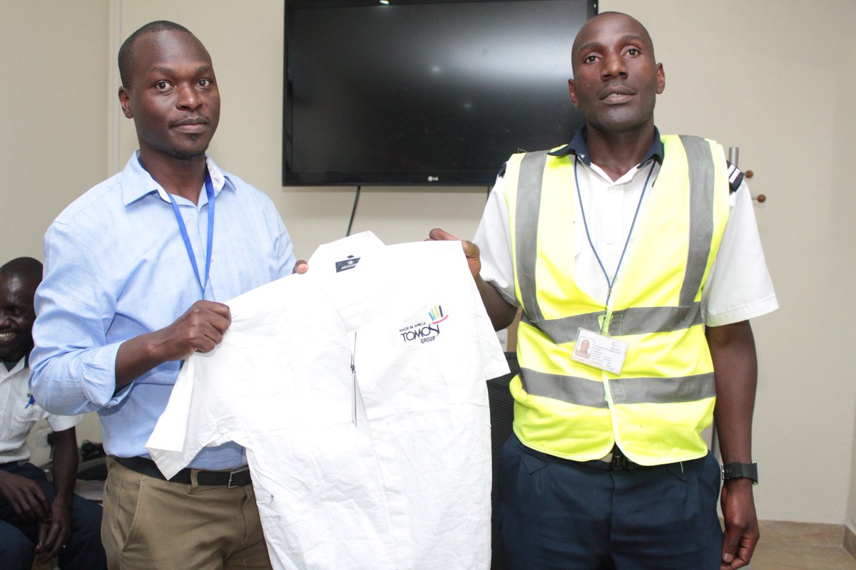 <a href="/gmsecurityltd/">The Gideon's Men Ltd</a> staff receive beautiful Group customised shirts from the <a href="/tomosigroup/">Tomosi Group</a> Managing Director, Mr. Henry Obwoya Otto as we kick off the new year 2019.
#SecuringAfricasFuture