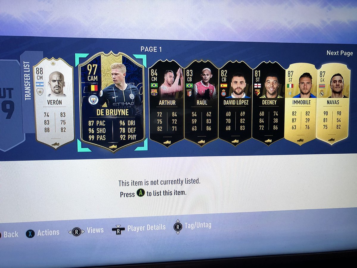 LucasJGray's tweet photo. Oh my 100k packs are OP #FIFA19 #TOTY #100kPacks @EASPORTSFIFA @DeBruyneKev https://t.co/Rc5PPoHnCT