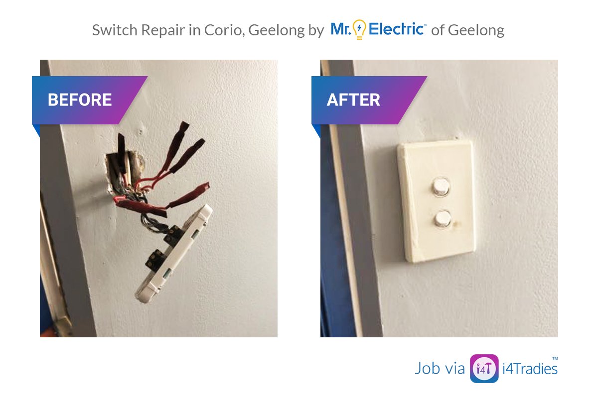 i4Tradies's tweet image. Switch repair carried out by @MrElectricGlong after a DIY gone wrong. 
#SwitchRepair #ElectricianCorio #TradiesSoftware i4tradies.com.au/Mr-Electric-of…