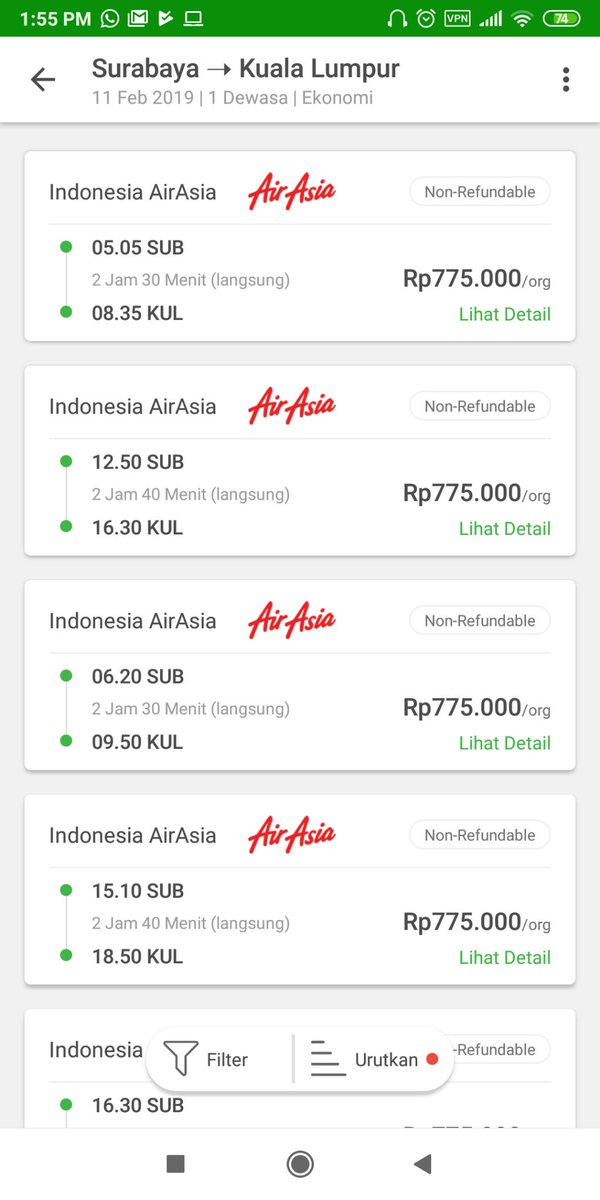 Harga tiket air asia kuala lumpur surabaya 2021