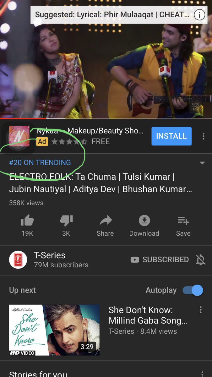 TulsiKumarTeam's tweet photo. #tachuma trending on #20 
Let’s show some more love and make it to #1 
Link:- https://t.co/hbR60gWnFO
@TulsikumarTK @JubinNautiyal 
#tulsikumar #tkians #tulsikumarsongs #tulsikumarlive #jubinnautiyal https://t.co/Q1KcMsoIrU