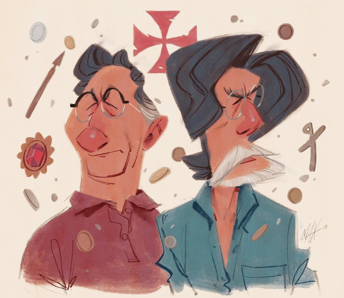 COULD IT BE? Where are my #CurseOfOakIsland fans? Testing and tweaking some  new gouache brushes for the next #MaxPack #procreate #procreatebrushes  #historychannel #oakisland #coulditbe #holyshamoly #caricature #portrait  #characterdesign #visdev ...