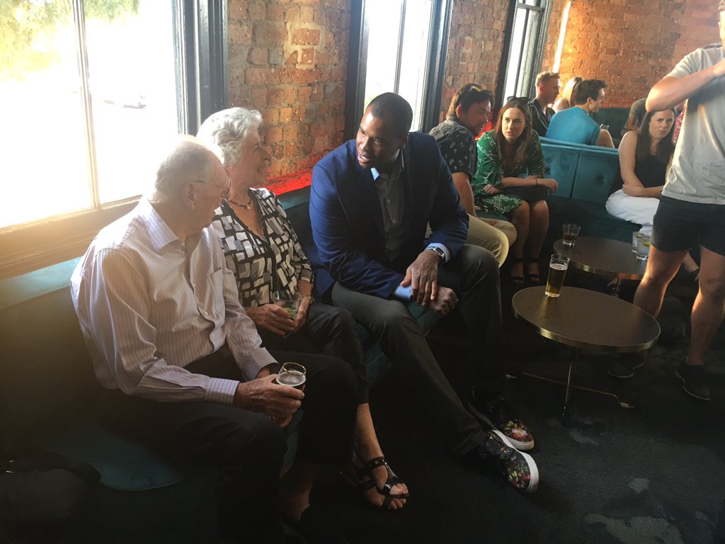 Very cool to have multi-Slam champ Frank Sedgman here with <a href="/jasoncollins98/">Jason Collins</a> at #LGBTennis!